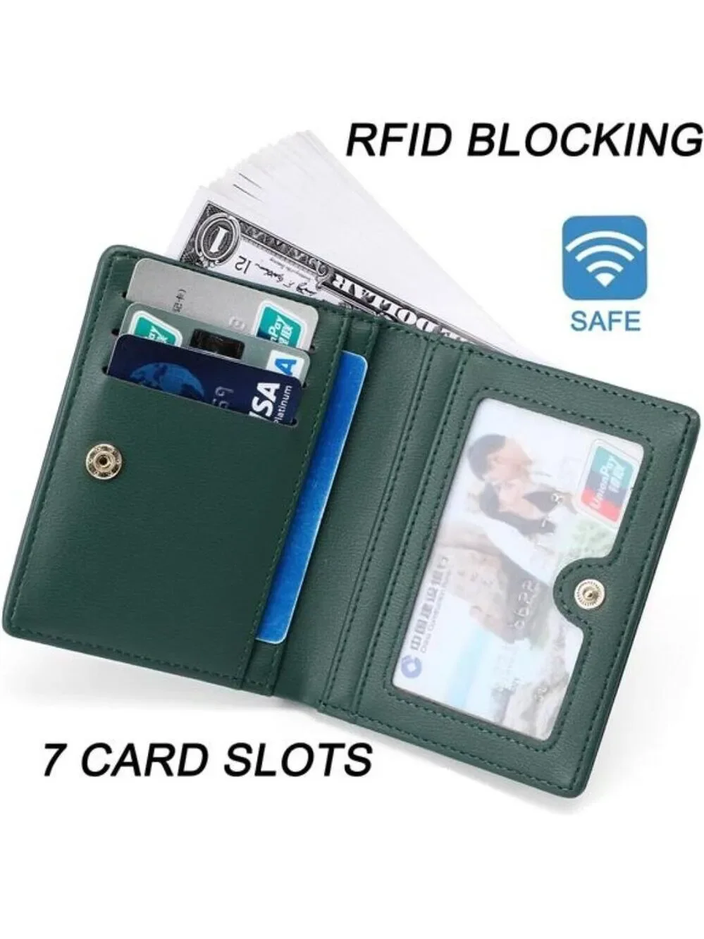 Women RFID Wallet Small Bifold Slim Card Holder Coin Purse Compact Mini